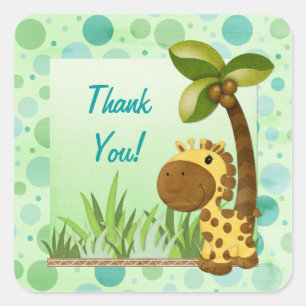 Polka dots Giraffe - Neutralt Baby Shower Fyrkantigt Klistermärke