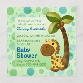 Polka dots Giraffe - Neutralt Baby Shower Inbjudningar