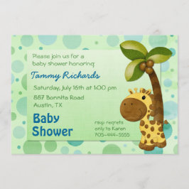 Polka dots Giraffe - Neutralt Baby Shower Inbjudningar