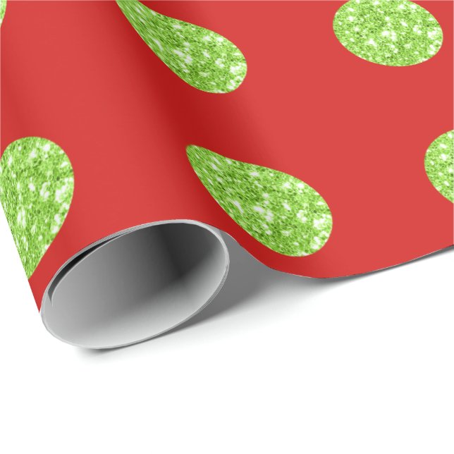 Polka dots Glitter Mint Spark Red Bright Vivid Presentpapper (Rullad Hörn)
