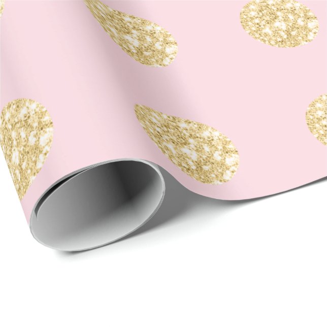 Polka dots Glitter Rosa Spark Möhippa Champaigne Presentpapper (Rullad Hörn)