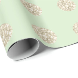 Polka dots Glitter Sparkly Mint Grönt Pastel Ivory Presentpapper