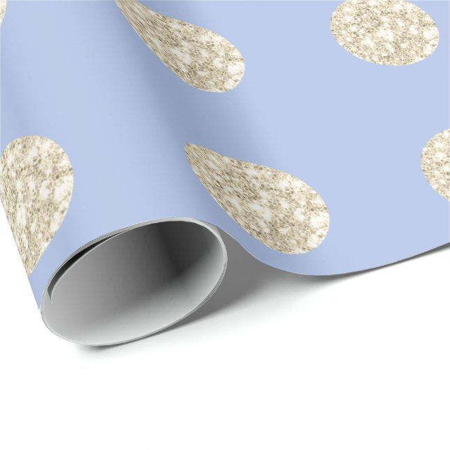 Polka dots Glitter Sparkly Pastel Blue Ivory Presentpapper (Rullad Hörn)