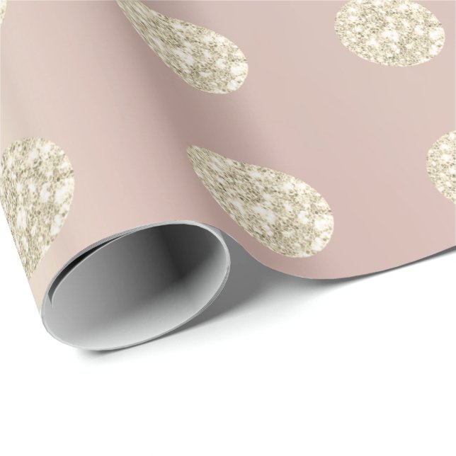 Polka dots Glitter Sparkly Pearl Ro Pastel Ivory Presentpapper (Rullad Hörn)