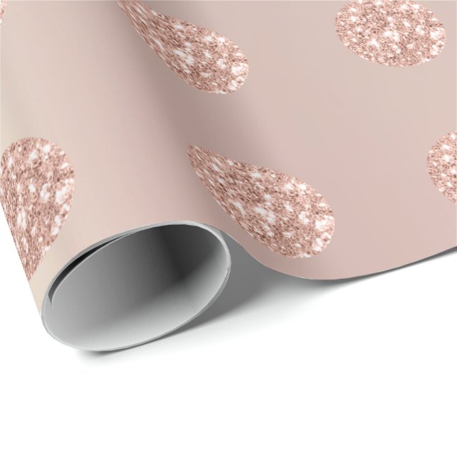 Polka dots Glitter Sparkly Pearl Ro Pastel  Presentpapper (Rullad Hörn)