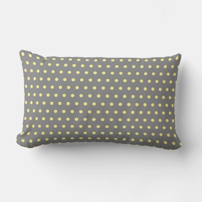 Polka dots Grått-Grått-Anpassningsbar, liten Gult Lumbarkudde (Framsida)