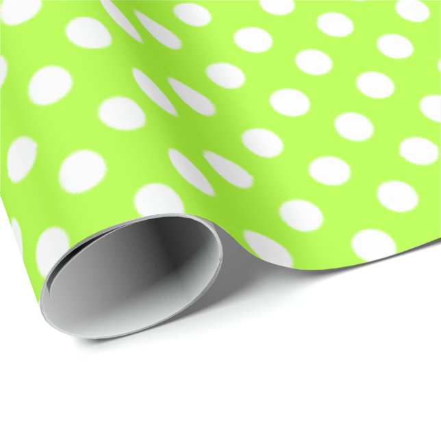 polka dots Grönt-Gult Presentpapper (Rullad Hörn)