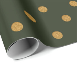Polka dots Guld Grönt Cali Woodland Salvia Presentpapper