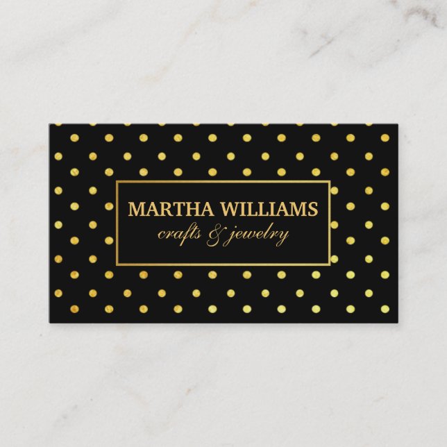 Polka dots Guld och Black Label Visitkort (Framsida)