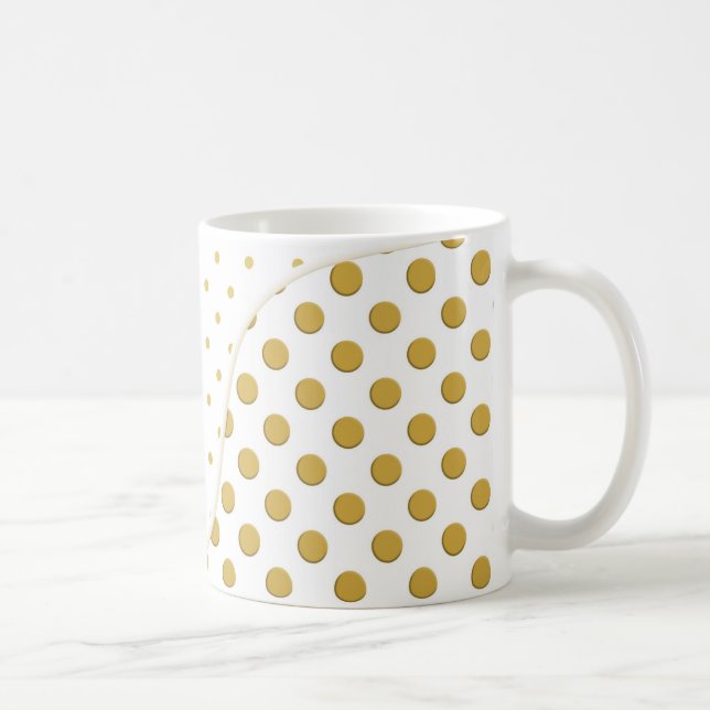 Polka dots i Guld och Vita Kaffemugg (Höger)
