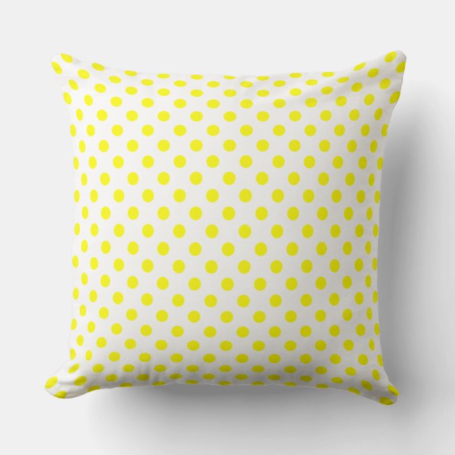 Polka dots i Gult om vitt Kudde (Framsida)