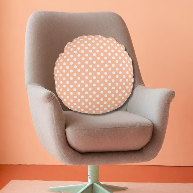 polka dots i Peach Fuzz Rund Kudde (Skapare uppladdad)