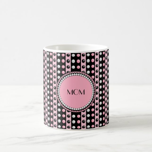 Polka dots i Rand Monogrammed Mugg (Center)