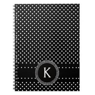 Polka dots i svartvitt med mod cirklar anteckningsbok
