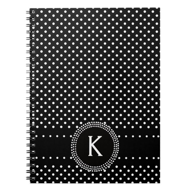 Polka dots i svartvitt med mod cirklar anteckningsbok (Framsidan)