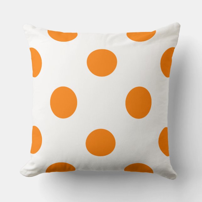 Polka dots i White på Orange Kudde (Framsida)