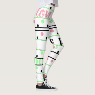 Polka dots Kärlek Monogram Initial Leggings