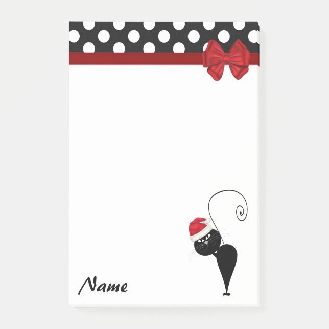 Polka dots, konstig julkattmonogram post-it block (Framsida)