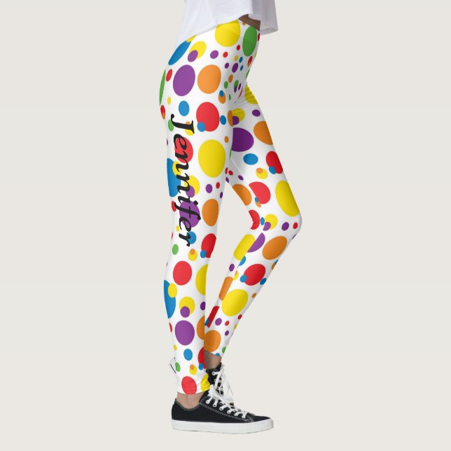 Polka dots Leggings Ditt namn Womens Anpassningsba (Höger)