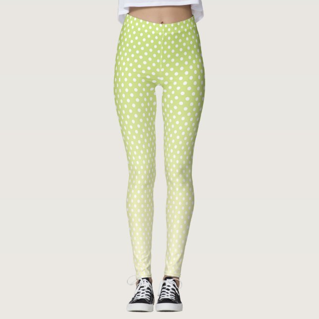 Polka dots Lemon Grönt Gradient Leggings (Framsida)