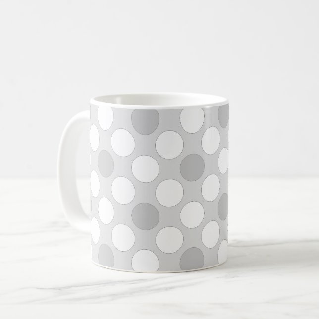 Polka dots light grått mode kaffemugg (Framsida vänster)