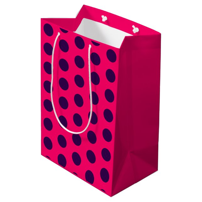Polka Dots lila varmt rosa födelsedag (Baksidan Vinklad)
