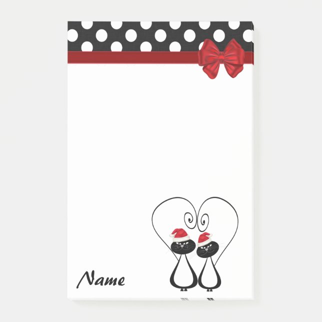 Polka dots lustiga jultomt-paret monogram post-it block (Framsida)