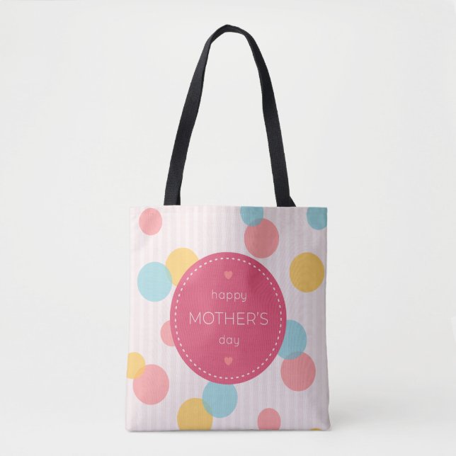 Polka dots Lycklig Mors dag | Tote Bag Tygkasse (Framsida)