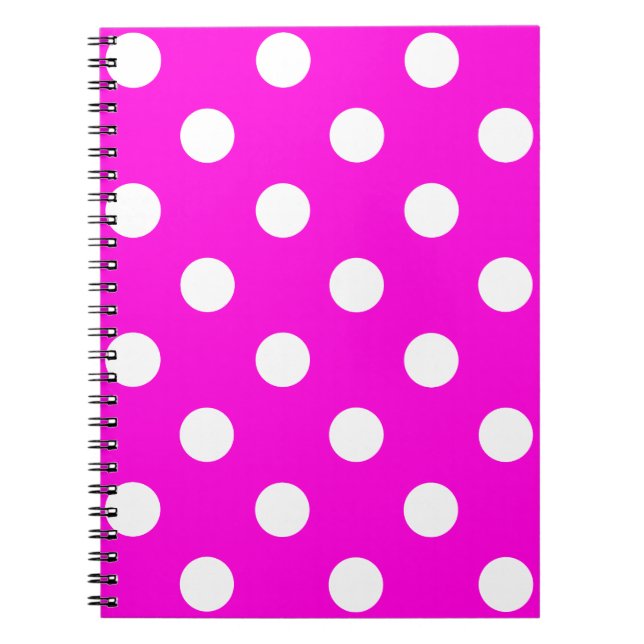 Polka dots magenta #FF00DC Anteckningsbok (Framsidan)