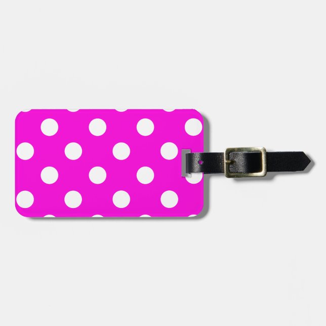 Polka dots magenta #FF00DC Bagagebricka (Horisontell Framsida)