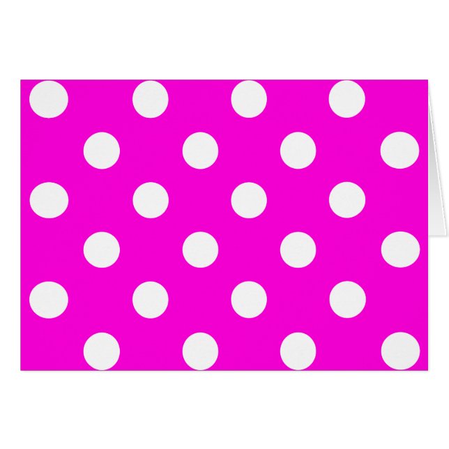 Polka dots magenta #FF00DC Hälsningskort (Framsidan Horizontal)