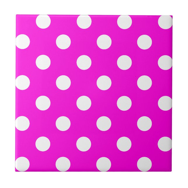 Polka dots magenta #FF00DC Kakelplatta (Framsidan)