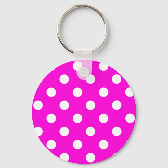 Polka dots magenta #FF00DC Nyckelring (Framsida)