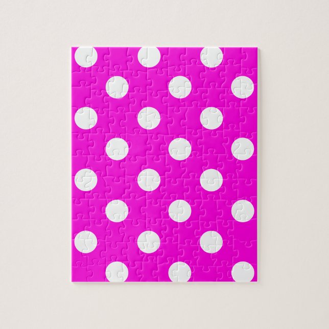 Polka dots magenta #FF00DC Pussel (Vertikal)