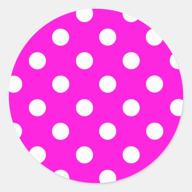 Polka dots magenta #FF00DC Runt Klistermärke (Framsida)