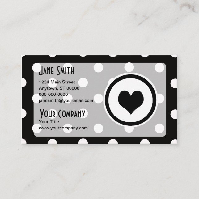 Polka dots med en hjärta visitkort (Framsida)