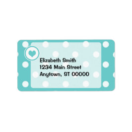 Polka dots med hjärta V3 Adressetikett
