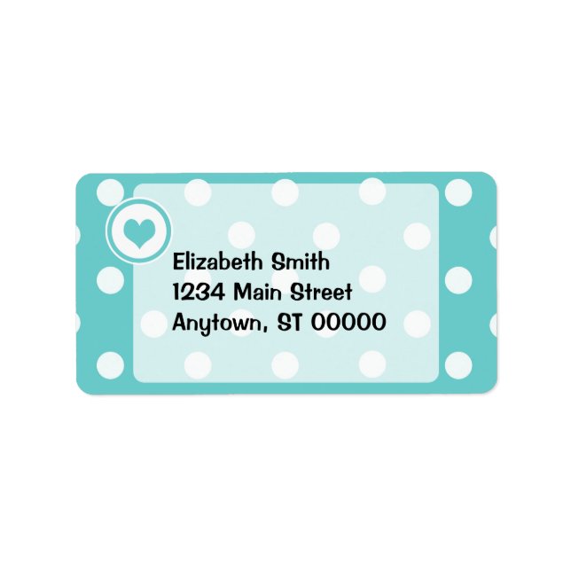 Polka dots med hjärta V3 Adressetikett (Framsidan)
