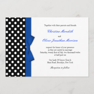 Polka dots med inbjudan till Blue Bow Bow Wedding