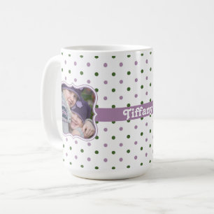 Polka dots med Lila Ribbon Photo Ram Kaffemugg