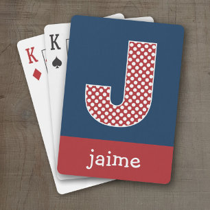 Polka dots med Monogram Brev J Kortlek