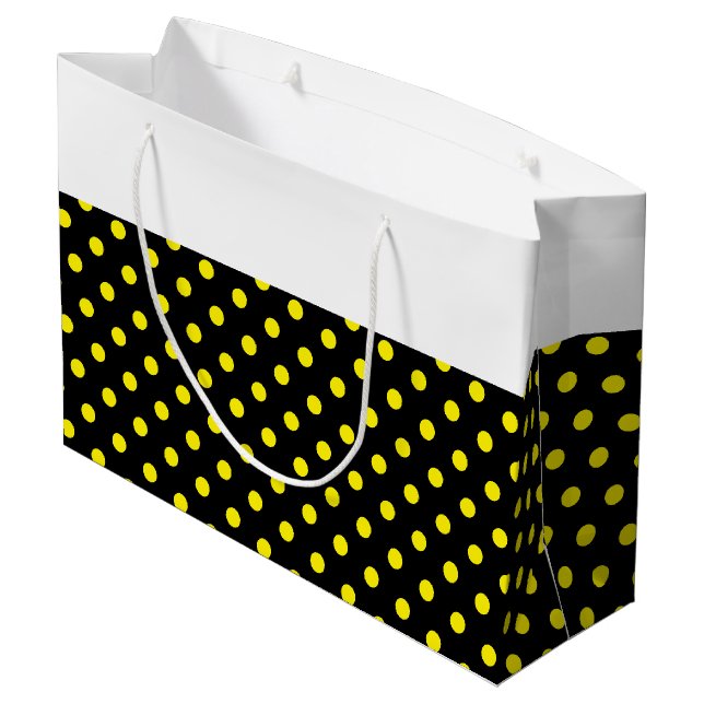 Polka dots med nedsmutsad Gult på Svartvit överkan (Baksidan Vinklad)