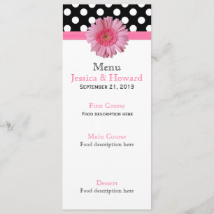 Polka dots & meny för bord för Gerber daisybröllop