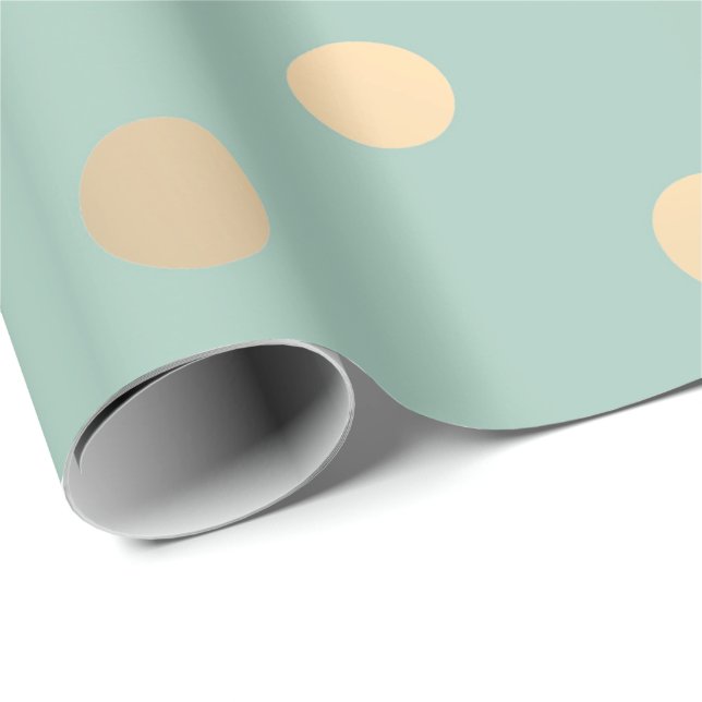 Polka dots Mint Grönt Pastel Foxier Guld Ivory Presentpapper (Rullad Hörn)