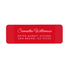 Polka dots & Modern Typografi Red Adress Returadress Etikett