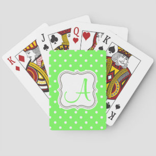 Polka dots monogram första grönten namn elegant spel kort