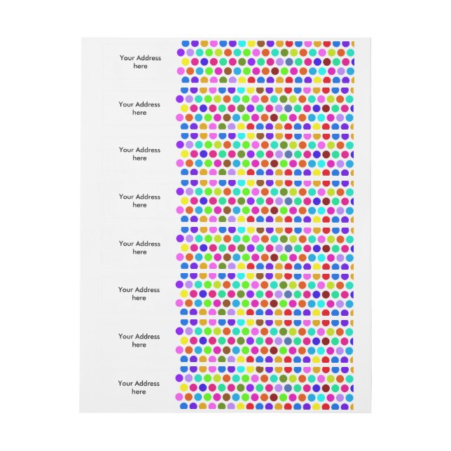 Polka dots Mönster färgad + rygg. & idéer Etikettband (Ark)
