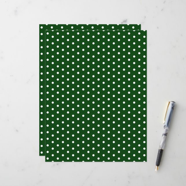 Polka dots Mönster Festive Grönt Scrapbook Papper (Fram/Back In Situ)