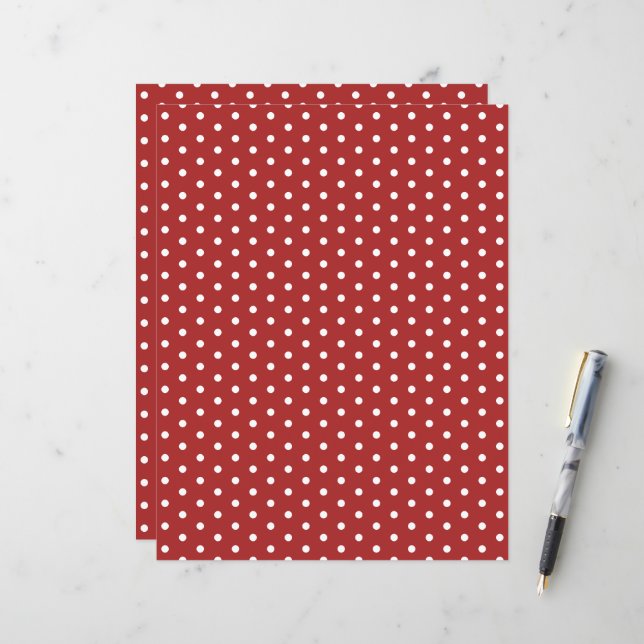 Polka dots Mönster Festive Red Scrapbook Papper (Fram/Back In Situ)