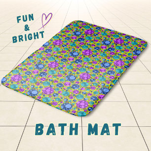 Polka dots Mönster i Rosa Blue Teal - Bath Matt Badrumsmatta
